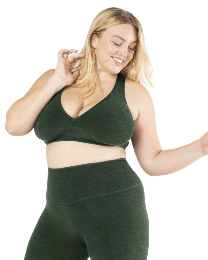 Front of plus size Dalary Plunging Sports Bra by Beyond Yoga | Dia&Co | dia_product_style_image_id:173562